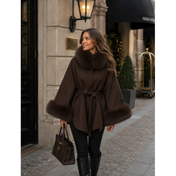 WOOL 70% JACKET W/FAUX 26134-COFFEE