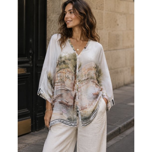 LANDSCAPE SILK SHIRT 3959-WHITE