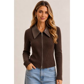 ZIP CARDIGAN 22070-CHOCOLATE