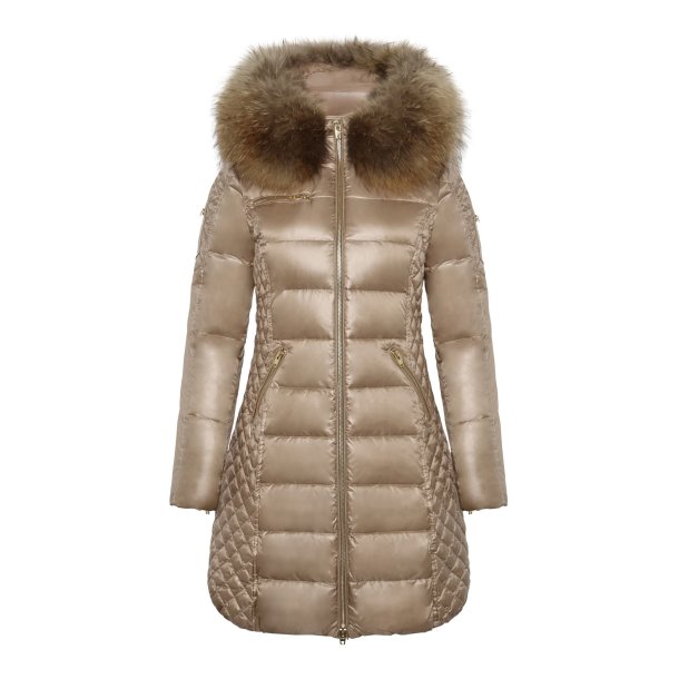 CIARA DOWN W/FUR-NOUGAT/NATURAL