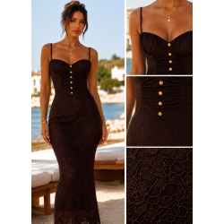 LACE DRESS 7613-BROWN