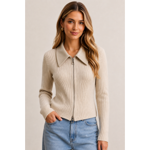 ZIP CARDIGAN 22070-BEIGE