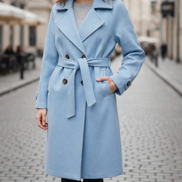 TRENCH COAT FAUX SUEDE 0028-SKYBLUE