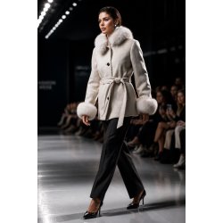 WOOL JACKET ESME W/FAUX-GREY SAND MELANGE
