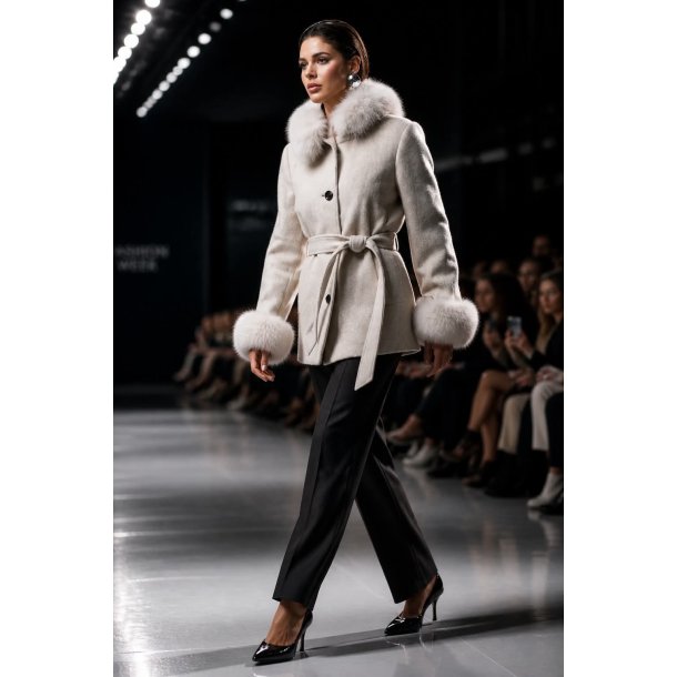 WOOL JACKET ESME W/FAUX-GREY SAND MELANGE