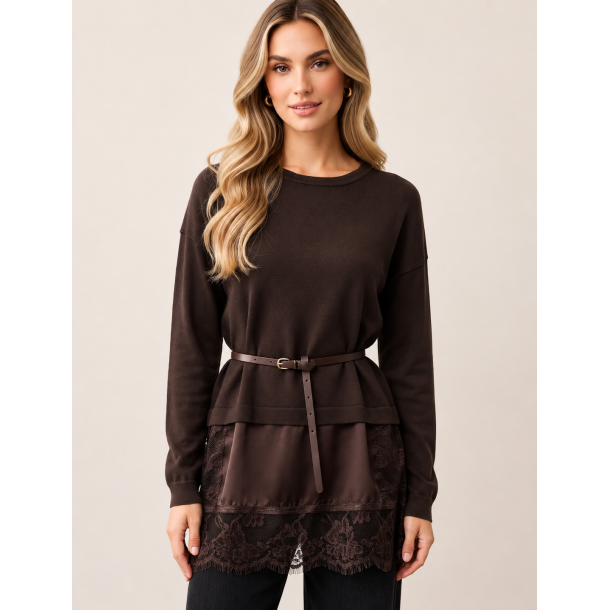 PULL W/LACE 16198-CHOCOLATE