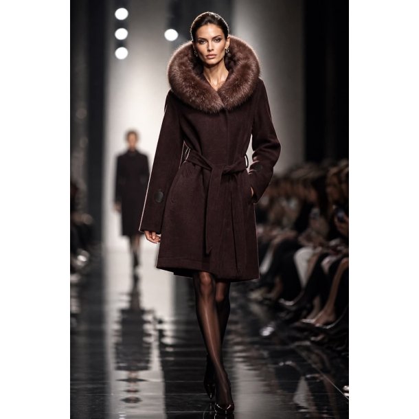 WOOL COAT TALIA W/FAUX-PINECONE BROWN