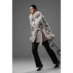 WOOL JACKET ESME W/FAUX-GREY SAND MELANGE