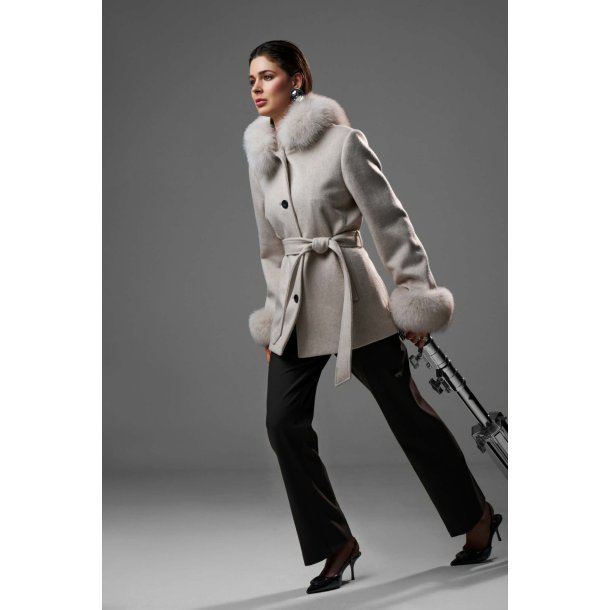 WOOL JACKET ESME W/FAUX-GREY SAND MELANGE