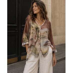 LANDSCAPE SILK SHIRT 3959-CHOCOLATE
