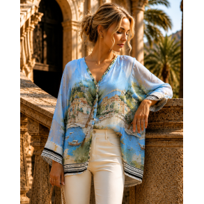 LANDSCAPE SILK SHIRT 3959-LIGHT BLUE