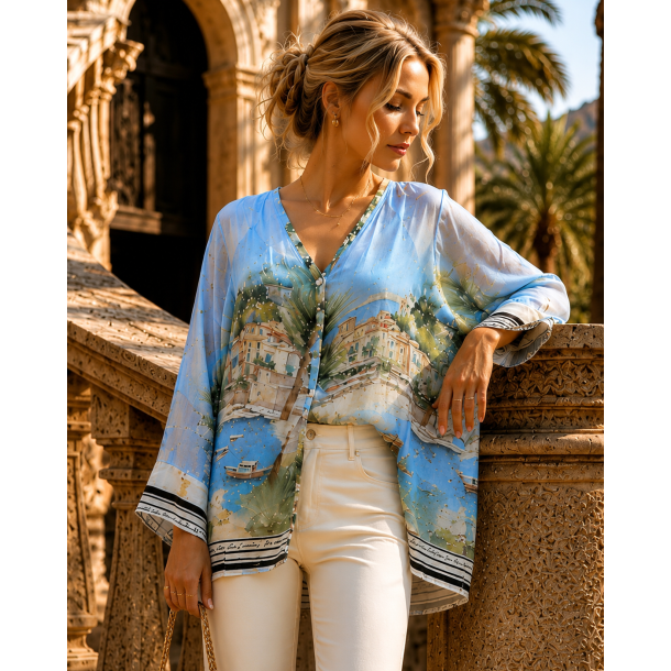 LANDSCAPE SILK SHIRT 3959-LIGHT BLUE