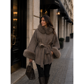 WOOL 70% JACKET W/FAUX 26134-TAUPE