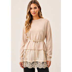 PULL W/LACE 16198-BEIGE