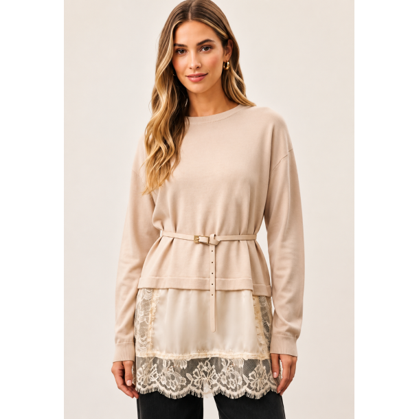 PULL W/LACE 16198-BEIGE