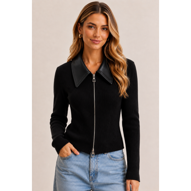 ZIP CARDIGAN 22070-BLACK