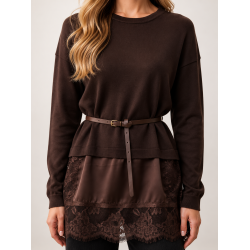PULL W/LACE 16198-CHOCOLATE