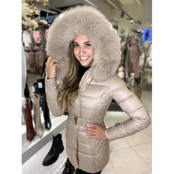 BEAM MID FOX FUR BELT-MUSHROOM