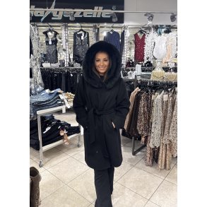 WOOL HOOD FOX FUR GC-Y008-BLACK