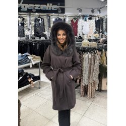 WOOL HOOD FOX FUR GC-Y008-BROWN