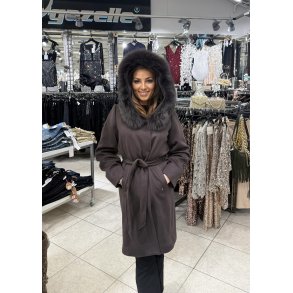 WOOL HOOD FOX FUR GC-Y008-BROWN