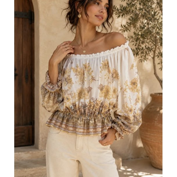 RUFFLE FLORAL PULL 17087-YELLOW
