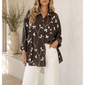OVERSIZE LEAF SHIRT 26009-COFFEE