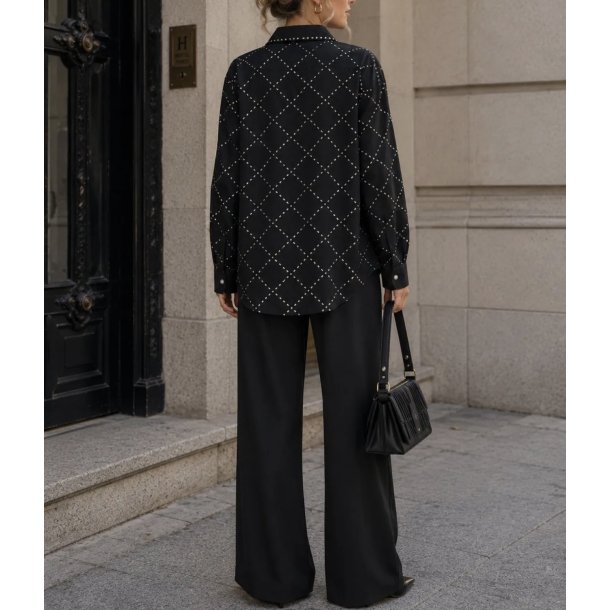 SHIRT W/RHINESTONE 8887-1-BLACK