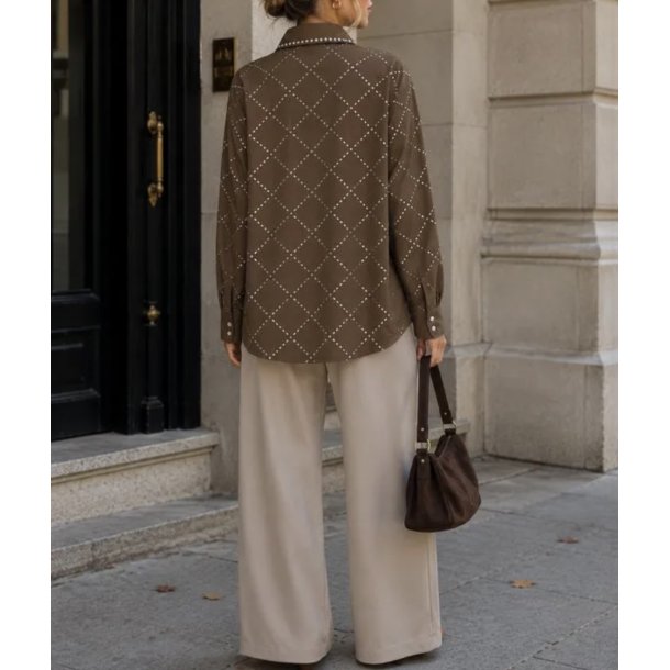 SHIRT W/RHINESTONE 8887-1-COFFEE