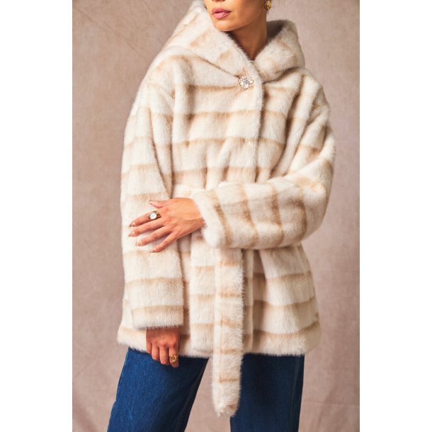 FAUX FUR HOODIE 5509-CREAM