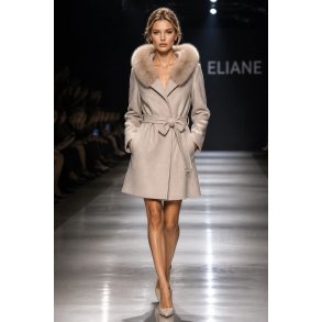 WOOL COAT TALIA W/FAUX-GREY SAND MELANGE