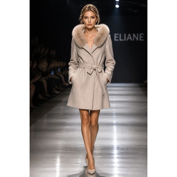 WOOL COAT TALIA W/FAUX-GREY SAND MELANGE
