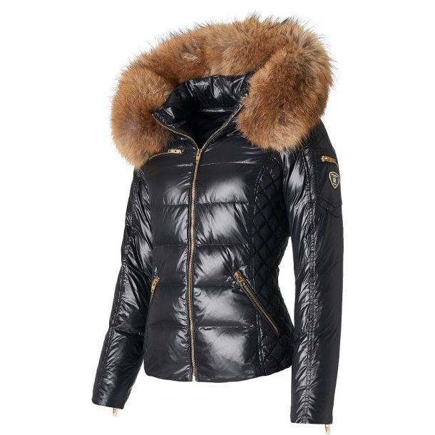 RITA W/FUR-BLACK/NATURAL