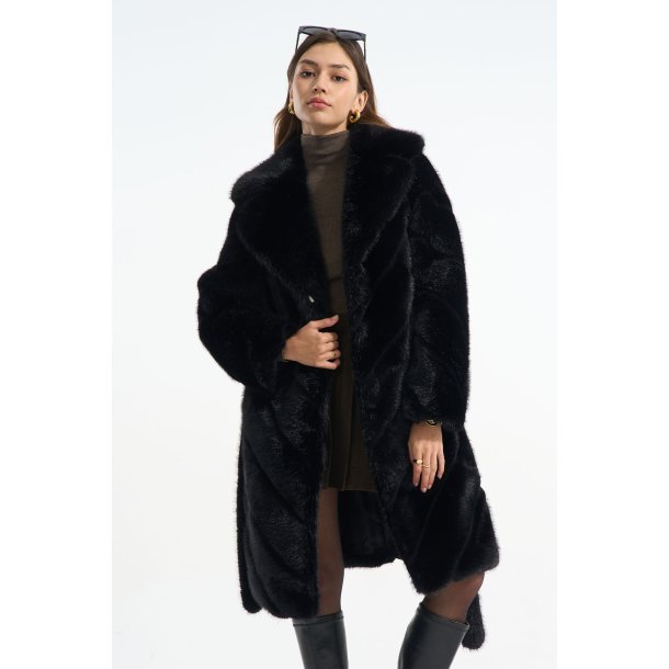 FAUX FUR COAT 39208-BLACK