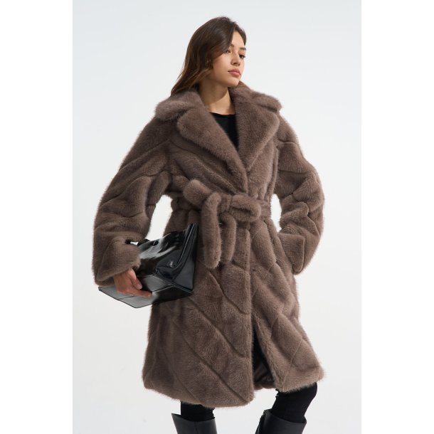 FAUX FUR COAT 39208-TAUPE