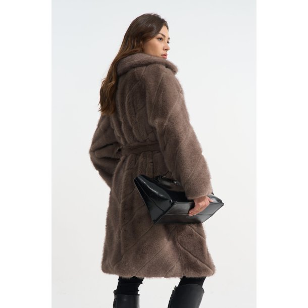 FAUX FUR COAT 39208-TAUPE