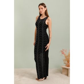 LONG DRESS 28721-BLACK/SILVER