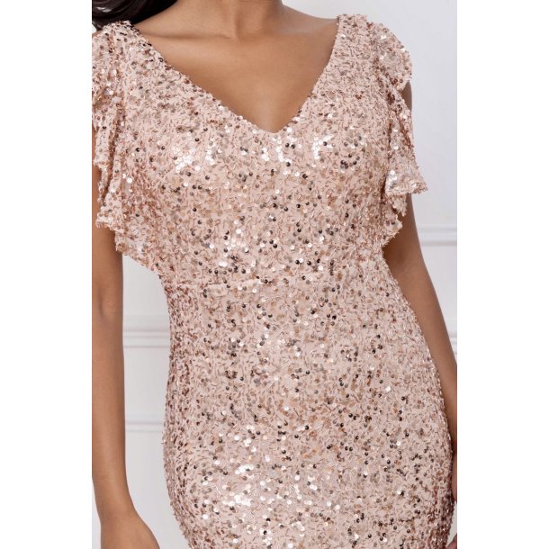 LONG SEQUIN DRESS 33813-1-GOLD