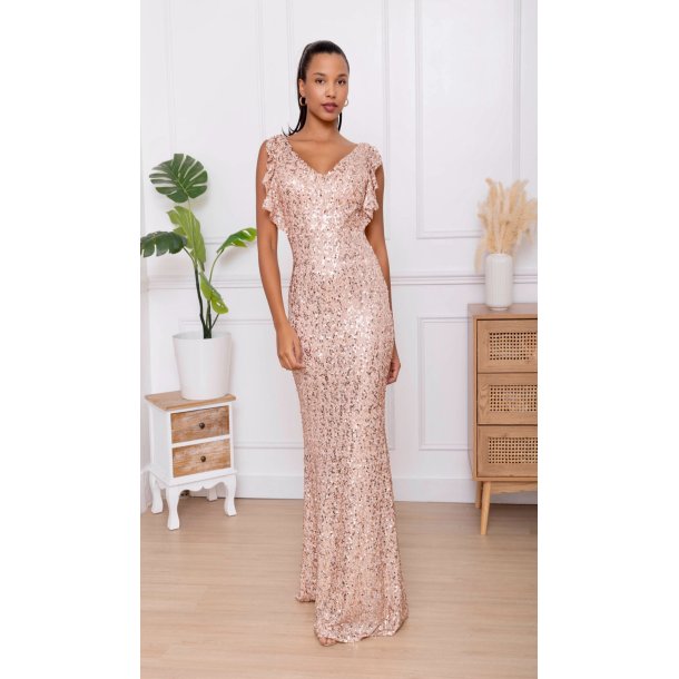 LONG SEQUIN DRESS 33813-1-GOLD