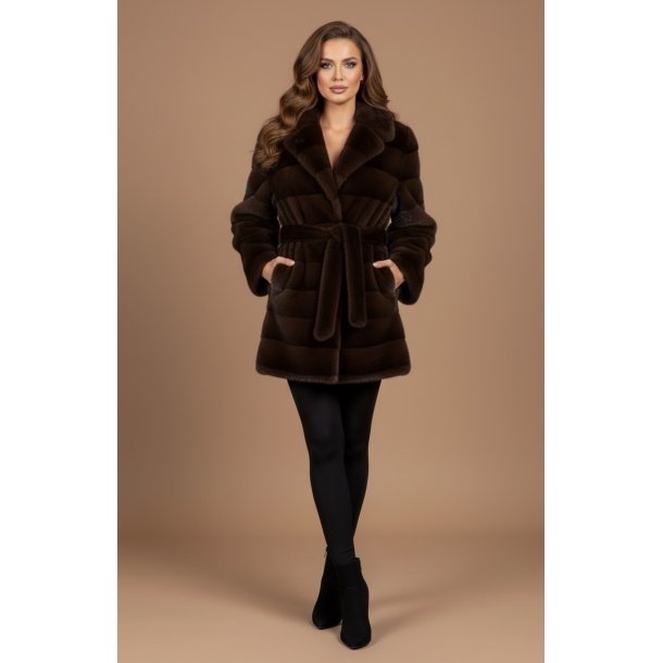FAUX FUR JACKET 5505-CHOCOLATE